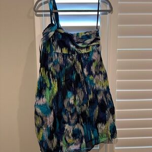 LOFT Blue and Green One Shoulder Dress